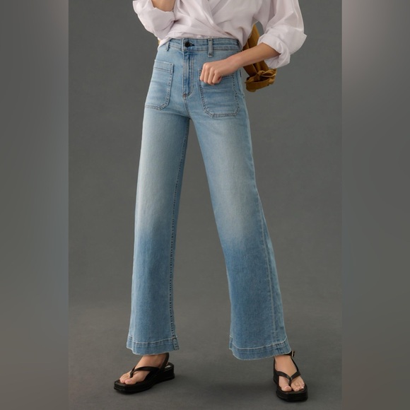 NWT - ASKK NY - Sailor High-Rise Crop Wide-Leg Jeans - Water Street - 29 - Picture 5 of 7